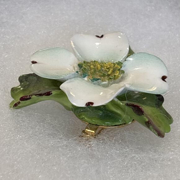 Staffordshire Dogwood Flower Brooch Circa 60s Cara China English Handcrafted VTG - Picture 7 of 8